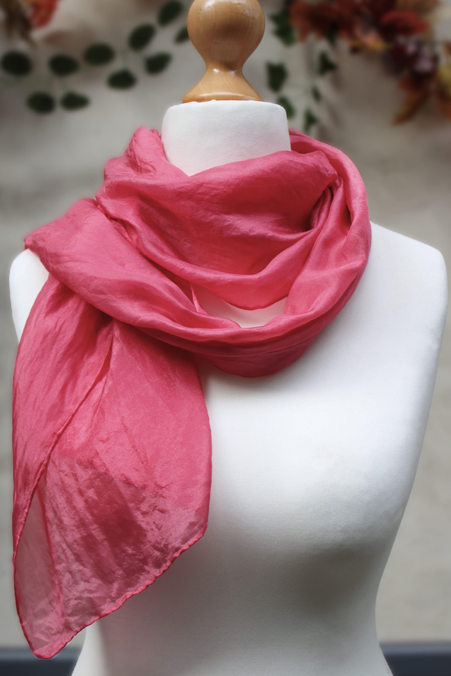 REDUCED* Bright Pink Silk Scarf, Large