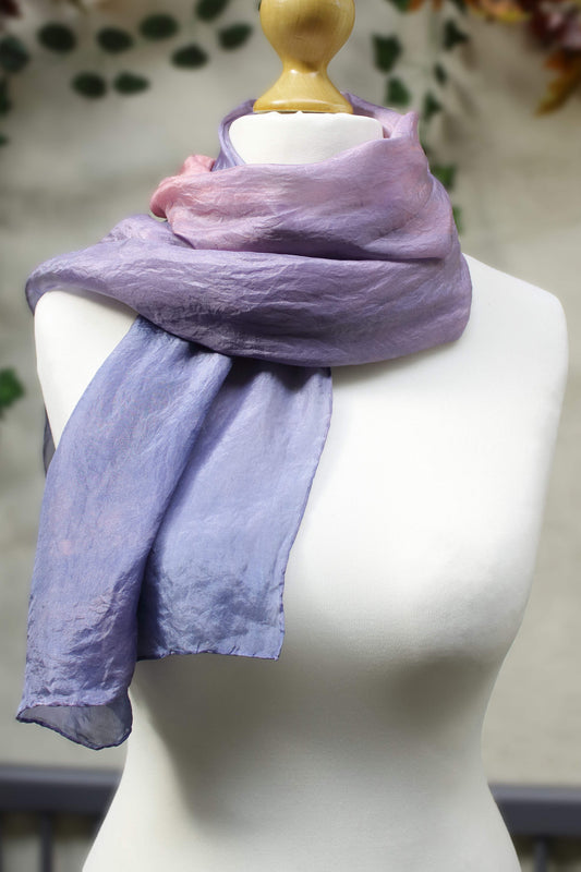 REDUCED* Pink and Lavender Ombre Silk Scarf, Large